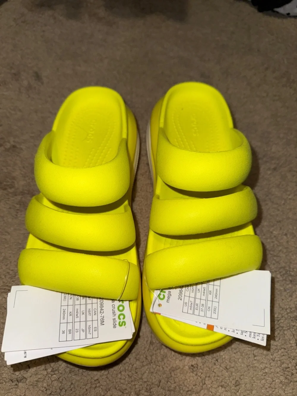 CROCS Women's Padded Platform Slide - Bright Yellow - Picture 3 of 3